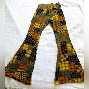 Groovy Earthbound Trading Plaid Flare Pants Size Small